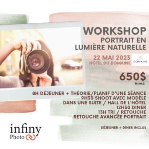 Workshop atelier formation portrait en lumière naturelle